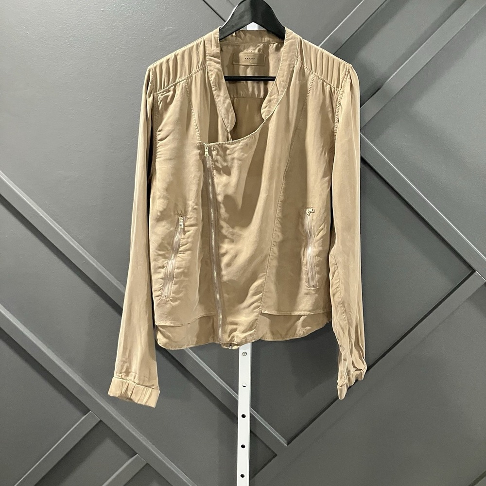 Blank NYC Women's Taupe Faux Suede Moto‎ Jacket Double Zip Size Large